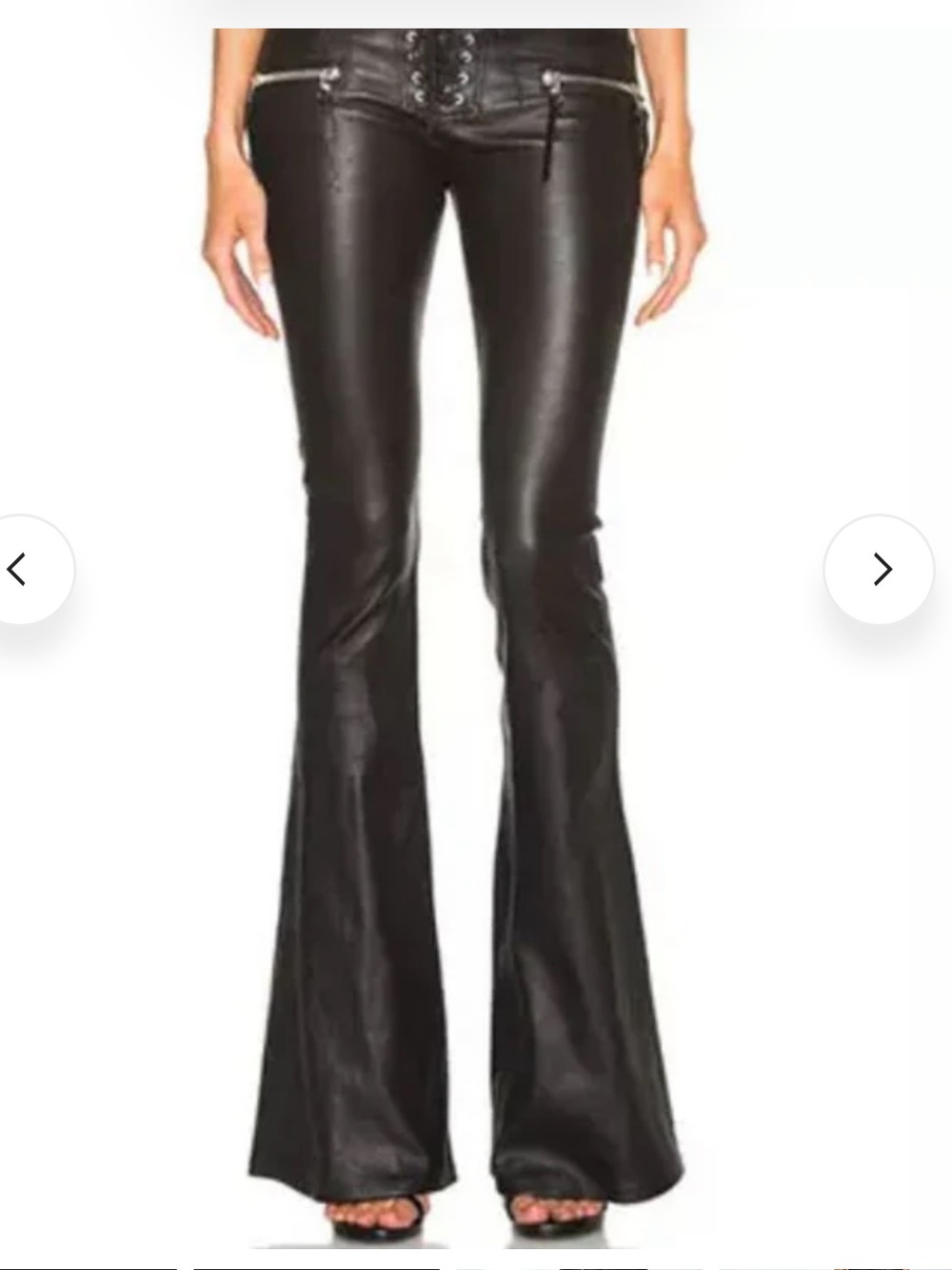 High-Waist Black Faux Leather Lace-Up Flare Pants M NWT - Picture 2 of 3